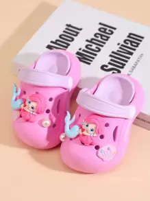 Dziecięce oddychające wsuwane chodaki, małe chłopięce i dziewczęce letnie klapki prysznicowe do wewnątrz/na zewnątrz, antypoślizgowe miękkie dno, plażowe/łazienkowe kapcie, odpowiednie na co dzień, w podróż, na wakacje - Wyrazisty róż - Zobacz 1