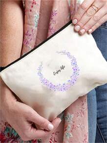 Flowers, Butterflies, Bows, Love, New Autumn Collection, Christmas Gift, Holiday Essential, Halloween, Christmas, Clutch, Coin Purse, Toiletry Bag, Makeup Bag, DIY, Gift For Girlfriend, Valentine's Day, Gift For Mom, Mother's Day, Travel, Bags, Women's Handbag, Travel Essential, Tote Bag, Customized Name - Beige - View 6