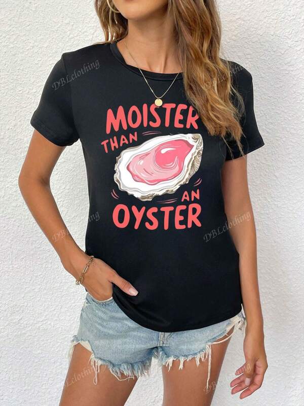 Camiseta de manga corta "talla grande mojada que una ostra", Camiseta de cuello redondo "talla grande mojada que una ostra", Camiseta "talla grande mojada que una ostra"