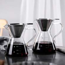 1pc High Borosilicate Glass Manual Drip Coffee Pot, Glass Coffee Maker, Coffee Sharing Pot