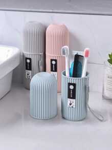 2pcs Mouthwashing And Brushing Cups Simple Tooth Cylinder Toothpaste Cover Portable Travel Suit Couple Toothbrush Box Dental Storage Box