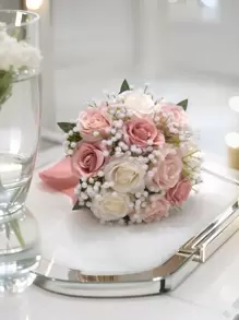1pc Small Artificial Bride Bridesmaids Wedding Bouquet, Nature Style Outdoor Photoshoot Decor