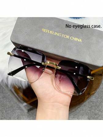 Square Rimless Women's Fashion Eyewear Ladies Men's Spring Summer Fashion Glasses Holiday Beach Travel (Glasses Case Not Included) For Summer Beach Vacation,Outdoor,Travel