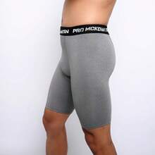 Quần short bó sát tập luyện mùa hè cho nam, quần short thể thao tập luyện nhanh khô, thoáng khí, co giãn, quần bó chạy bộ - Xám - Xem 2