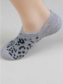 3pairs/6pairs/12pairsSet Multicolor Leopard Print Shallow & Anti-Slip & Sweat-Absorbing No-Show Women's Socks - Multicolor - View 6