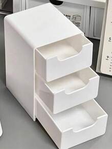 1pc Mini 3-Drawer Storage Organizer, Desktop Storage Unit For Jewelry, Cosmetics, Craft Supplies, Ideal For Office, Arts & Crafts, DIY Accessories - White - View 4