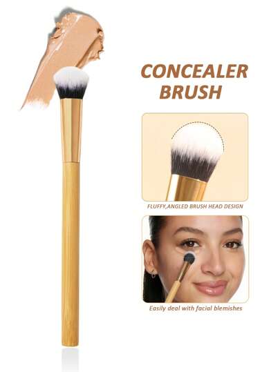 1 pieza Pincel en forma de garra para corrector - Diseño en ángulo, crea un maquillaje impecable sin esfuerzo, adecuado para contornear los surcos de las lágrimas, las bolsas de los ojos y otras áreas, logrando un maquillaje parcial, sombreado y contorneado. Suave y cómodo, adecuado para principiantes, pincel de maquillaje portátil.