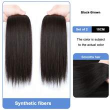 2pcs Clip-In Synthetic Hair Extensions, Invisible Root Fluffy Straight Clip-In Hair Pieces, Top Hairpiece Pad To Add Volume, Suitable For Men And Women, Easy To Use