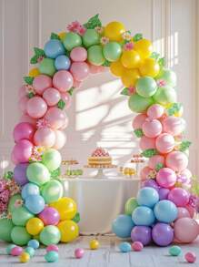 162/82 个彩虹气球花环拱门套装不同尺寸乳胶气球什锦粉彩派对气球拱门适用于生日婴儿洗礼婚礼订婚周年派对装饰 - 彩色 - 查看 4