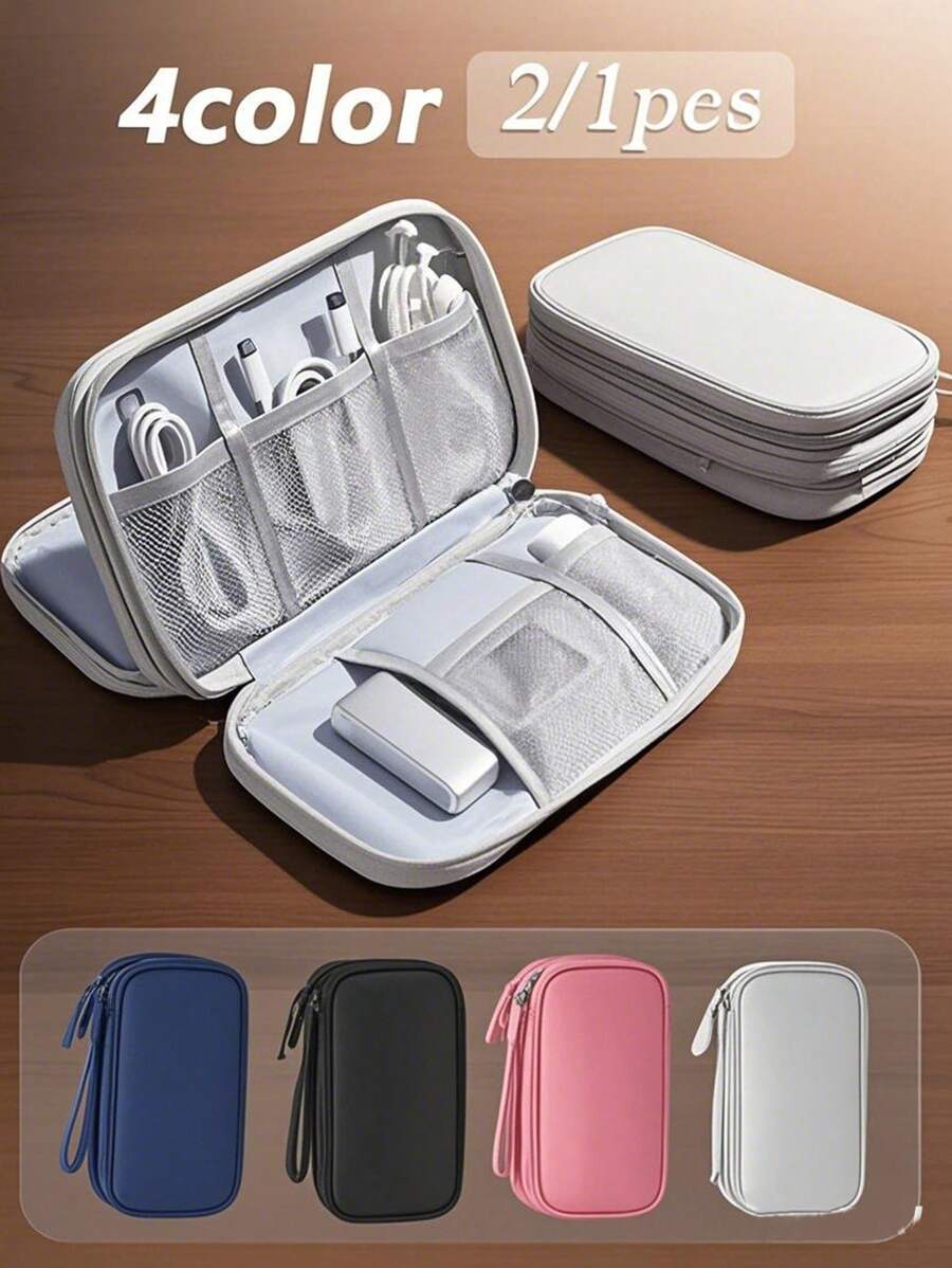 1/2pcs Travel In Style With Our Waterproof Electronic Storage Bag - Perfect For U Disks, Hard Disks, Headphones, And More!Travel Organizer Small Suitcase Accessories Home Cruise Essentials Travel Bag Mini Portable Travel Organizer Portable Holiday Organizer