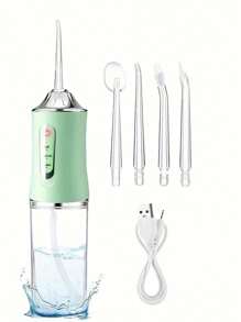 Rechargeable Electric Teeth Irrigator 4 Heads - Portable Oral Dental Seam Washer For Men And Women - Effective Water Flossing And Cleaning