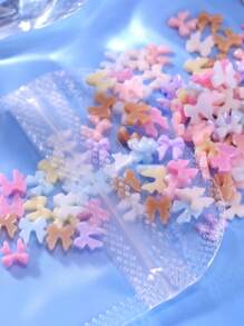 美甲网红丝带炫彩蝴蝶结闪亮蝴蝶结树脂饰品配件diy手工创意材料 - 彩色 - 查看 2