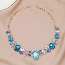 New Luxury Rhinestone Embellished Vintage Style Choker Necklace, Elegant, Versatile, Fashion Celebrity Party Jewelry' - Geometric Patterns - View 5