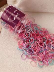 500pcs/Bottle Mini Colorful Elastic Hair Ties For Girls, Disposable, 0.6inch/1.5cm Small Size Suitable For Fine Hair Or Braiding Ponytail Holders Hair Elastics Hair Rubber Bands Scrunchies Hair Rope, Hair Bobbles