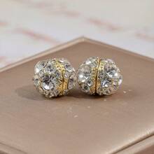 2 piezas Elegantes Clips magnéticos de oreja con bola de cristal de lujo para mujeres, con gran zirconia, para uso sin perforación