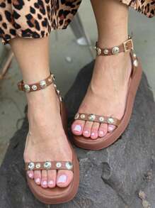 Women's Wedge Flatform Carnival Sandal T14 Applique On The Strap Women's Sandal - 駝色 - 查看 1