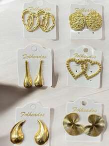 Gold Plated Earrings Kit, Women's Fashion Jewelry, Assorted Models - KIT 10 PAIRS - View 6