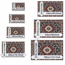 600g/㎡ 水晶天鹅绒古典东方奖章图案地毯，5mm 厚，红色和蓝色色调，适合户外露营、露台、门廊、花园、厨房、室内家居使用、房车 - 彩色 - 查看 9