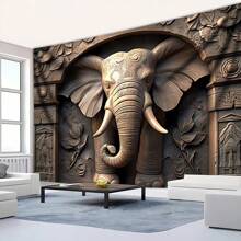 1pc Super Large Size Vibrant 3D Embossed Elephant Wall Tapestry - Colorful Polyester Backdrop With Vivid Printing, Wall Hanging For Living Room, Bedroom, Office, And Home Decor, Perfect For Live Streaming Background, Party Decoration, And Room Decoration, Comes With Free Installation Package