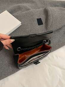 Fashion Quilted Chevron Pattern Crossbody Bag - Women Compact PU Leather Shoulder Bag With Security Twist Lock