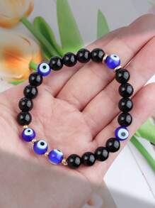 8mm Black Onyx & Evill Eys Powerful Protection Bracelet Absorbs And Transforms Negative Energy Yoga Meditation Jewelry Releasing Negativity For Women Men
