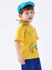 Balabala Young Boys Summer T-Shirts, Cute Cartoon Cotton Boys Short Sleeve T-Shirts - Light Yellow - View 3