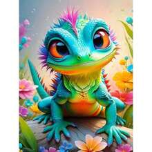 1 Stück Bilder nach Zahlen Gemälde-Set mit Echse, Papagei, selbstbemalter Leinwand, Koala, Pinguin, Eule als Tierwanddekoration für Wohnzimmer - Weiss - Übersicht 9