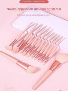 12件套化妆刷套装，便携式入门级柔软蓬松眼影高光遮瑕腮红刷，包含散粉刷、眼影刷、修容刷、高光刷等，混合了女士美容工具，化妆刷套装，化妆刷套装，化妆刷套装，完整化妆套装，化妆刷套装，完整化妆套装，化妆刷套装，化妆刷套装，化妆礼品套装，赠品，专业化妆刷，完整化妆套装 - 淺粉色 - 查看 1