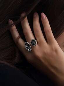 1 Stück minimalistischer asymmetrischer ovaler Kristall-Lässig ring, Geschenk für Studenten, beste Freunde, Party