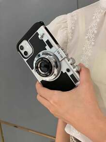 相机荔枝纹电镀相机手机壳，柔软保护套，适用于 iPhone，防摔设计，女士