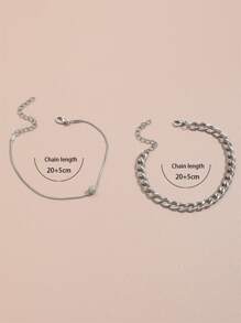 2 件女士时尚多层脚链套装，简约串珠脚链