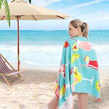 1pc Beach Towel Microfiber Beach Music Festival Gift Beach Towels Sand Free Quick Dry Lightweight Travel Towels Summer Beach Towels 31''X71''or 29''X58'' For Adults Women Men  Family Beach Essentials Accessories Perfect Gift For Mom, Ideal For Swimming, Beach, And Summer Vacations Summer,Holiday Bathroom Decor - Strawberry - View 5