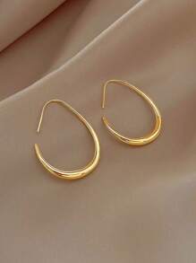 1 Pair Stylish Korean Minimalist Luxury Plated Gold Peanut Earrings, Suitable For Women To Wear In Daily Life, Parties, Gifts For Valentine's Day,Mom,Mother,Mother's Day,Gift