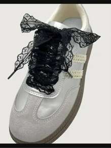 1 Pair/2pcs Lace Shoelaces, DIY Ballet Style Cute Girl Accessories, White Silk Lace Trim Shoelaces