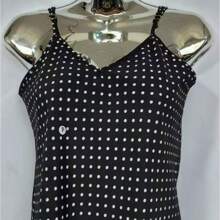 Women's Tank Top With Adjustable Straps Basic Crepe V1 Collar Strapless Tank Top Various Colors D-32 - Black and White - View 2
