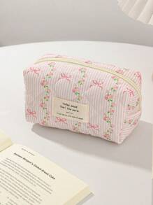 1Pc/Set Floral Pink Makeup Bag For Girls Makeup Bag Set Cosmetic Organizer Multi-Functional Storage Bag Clutch With Zipper Closure For Skin Care,Cosmetics,Lip Oil,Sunscreen Cream,Hand Cream,Headset,Coin,Stationery,Small Items Cute Makeup Bag Makeup Bags Makeup Case Make Up Bag Daily Commute Essentials Travel Essentials Cruise Essentials Dorm Essentials The Gift For Good Friends Birthday Gift Wedding Bridesmaid Gift Mom's Gift Teacher's Gift Back To School Supplies - Pink - View 12