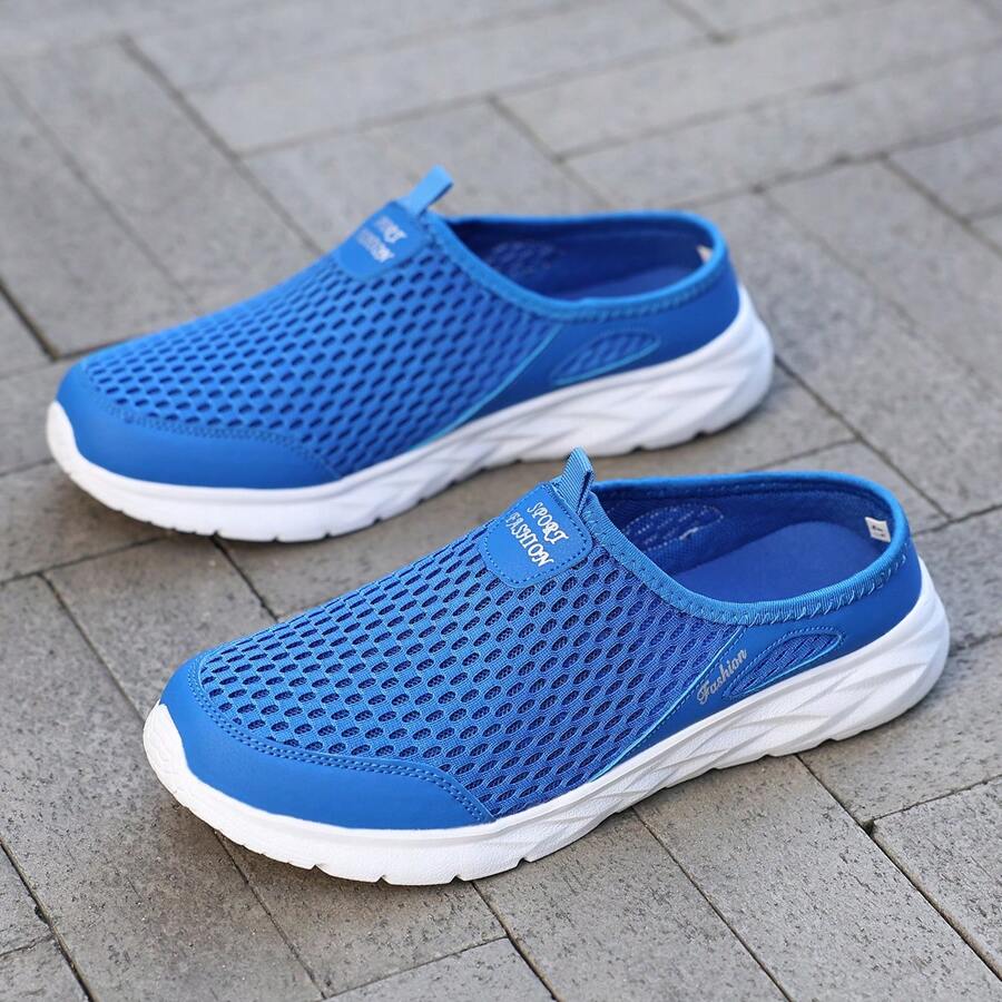 1 Pair Men's Breathable Mesh Slip-On Athletic Casual Travel Shoes, Lightweight And Comfortable (Size Runs Small, Please Order One Size Up) - Blue - View 1