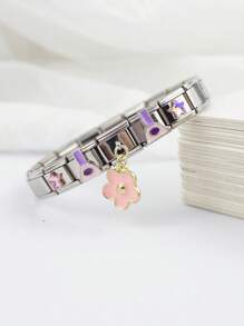 1 Pc Cross Border Popular Pentagram Elastic Bracelet DIY Italian Module Splicing Bracelet - Silver - View 4