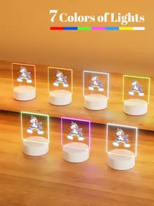 1件定制姓名创意礼品，彩虹、星星和彩色小马图案3D幻彩LED夜灯，暖光生日礼物装饰灯，防水，适合学生、儿童、周年纪念、生日、学校、办公室、家庭、毕业典礼、夏季家居装饰、返校房间装饰、学习用品、节日日历 - 七彩馬+1名字01 - 查看 4