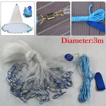 3 Meter Hand Cast Fishing Net With Hollow Sinkers, 1.5cm Mesh, Durable Netting, 15m Rope, High-Quality Copper Swivel, For Fast & Effective Fishing - White - View 2