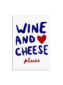 1 pieza/2 piezas Impresión de "Vino y queso por favor" Arte de pared para cocina, póster abstracto Bon Appétit Imagen francesa para comedor, decoración del hogar Pintura en lienzo Pósteres sin marco