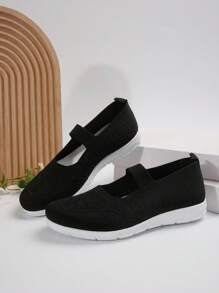 Casual Breathable Knit Sports Shoes, Slip-On Comfortable Athletic Sneakers