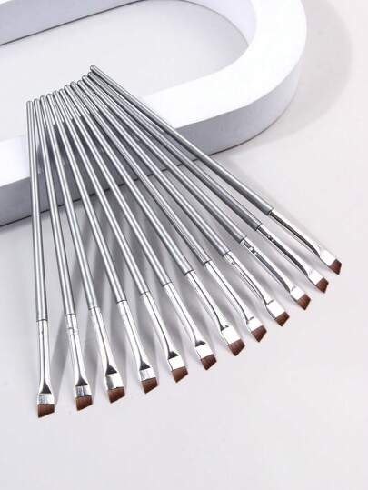 12 قطعة مجموعة فرش رقيقة جدًا للآي لاينر، فرش مكياج ناعمة، فرشاة حواجب متعددة الوظائف محمولة، أدوات تجميل