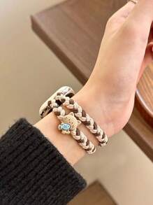 1pc Cute Cartoon Knitted Elastic Strap Band, Compatible With Apple Watch Series 10/9/8/7/6/SE, Slim Style (Watch Not Included)