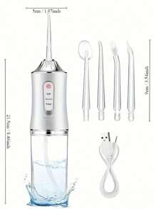 Rechargeable Electric Teeth Irrigator 4 Heads - Portable Oral Dental Seam Washer For Men And Women - Effective Water Flossing And Cleaning