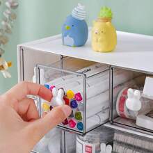 Desktop Storage Box Drawer Can Be Stacked Student Desk Stationery Shelf Office Debris Cute Rabbit Head Handle Storage Box, Stationery Pen Holder Office Debris Sorting Box, Suitable For Office Desks.