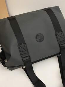 shinaier Large Capacity Solid Color Letter Print Travel Bag - Grey - View 2