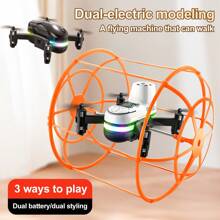 Juguete Drone S166 con dos baterías, con modo de trepar paredes/vuelo/rodar por el suelo, con múltiples modos de juego; anti-colisión, resistente a caídas, vuelo estable, modo sin cabeza, fácil de operar. Un divertido regalo de cumpleaños.