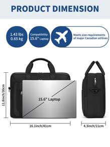 NEWHEY 15.6/17.3 Inch Men's Business Laptop Bag, Large Capacity Briefcase Fits A4 Documents, Water-Resistant, 3-In-1 Shock-Proof Messenger Bag For Business, Travel, Interview, Office, School - Multicolor - View 8