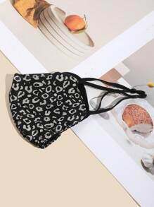 1pc Women's Fashionable Leopard Pattern Breathable Face Mask, Suitable For Outdoor, Travel, Party Matching - A - View 6